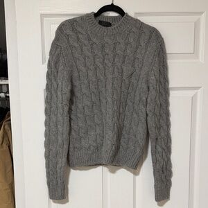 Prada Men's Gray Cable Knit Crewneck Sweater